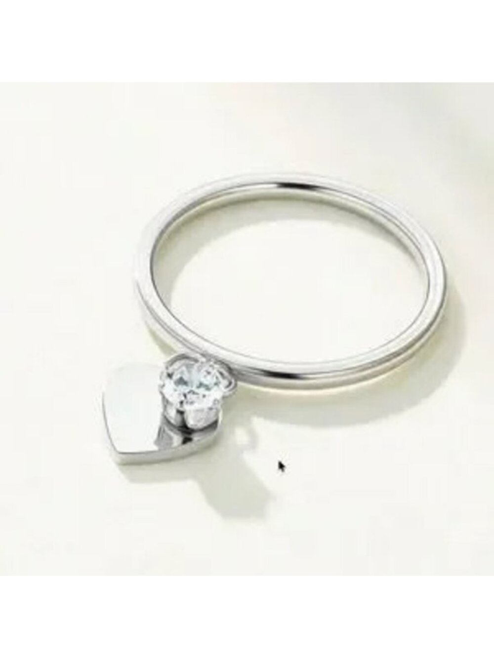 Luxe Silver Tone Heart Dainty Ring - Picture 1 of 3